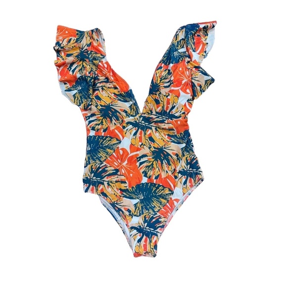 Other - NWT Lot of (2) Binlowis Floral Ruffled V-Neck One-Piece Swimsuits Medium